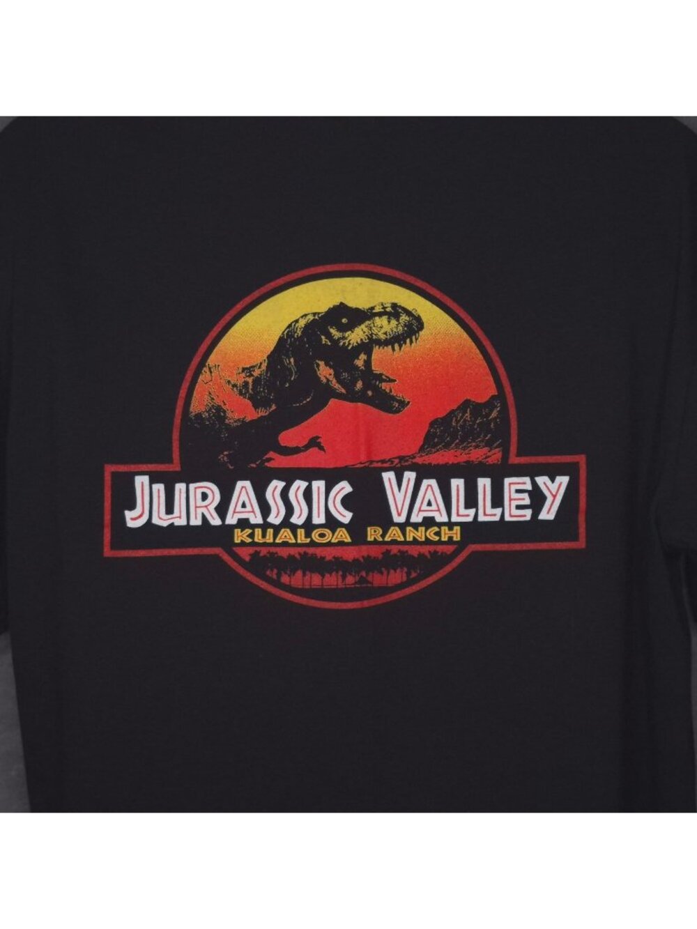 Jurassic Valley Kualoa Ranch Black T-Shirt 2XL Dinosaur Graphic Short Sleeves